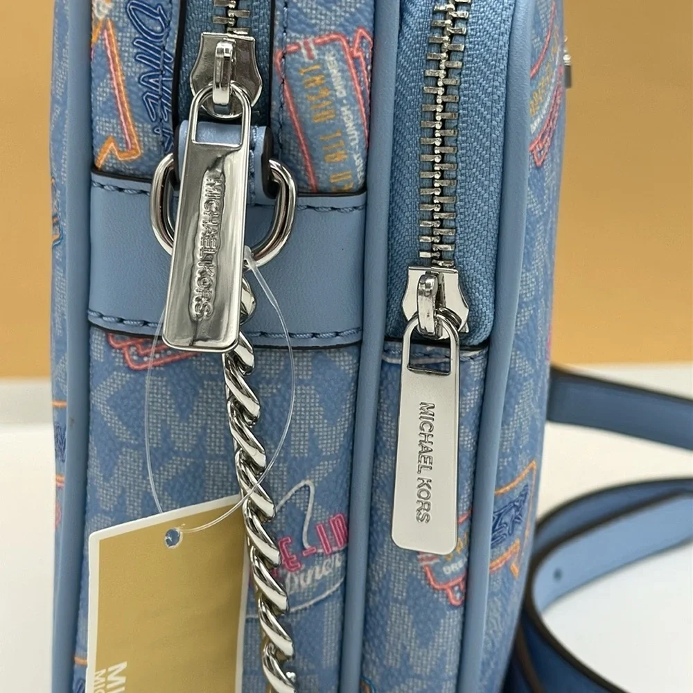 MICHAEL KORS Jet Set Medium Printed Signature Logo Crossbody NS CHAIN XBODY Bag